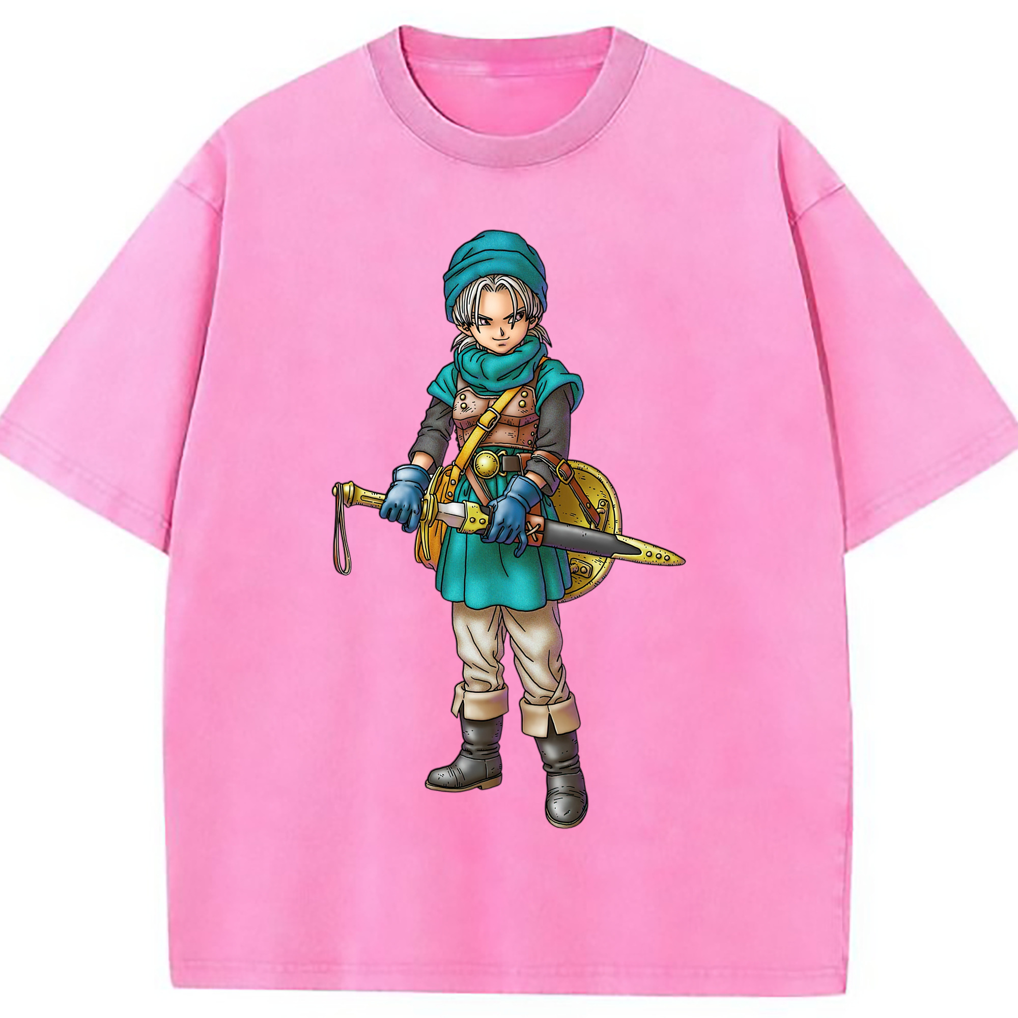 （画像用） ドラゴンクエスト Doragon Kuesuto Dragon Quest 綿100% ヴィンテージ風 半袖Tシャツ（フロントプリント）
